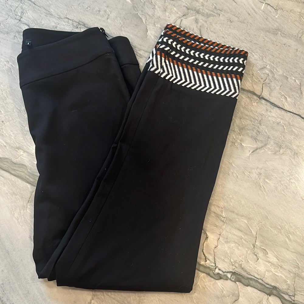 Badgley Mischa Cropped Pants Embellished Wide Hem Size 8